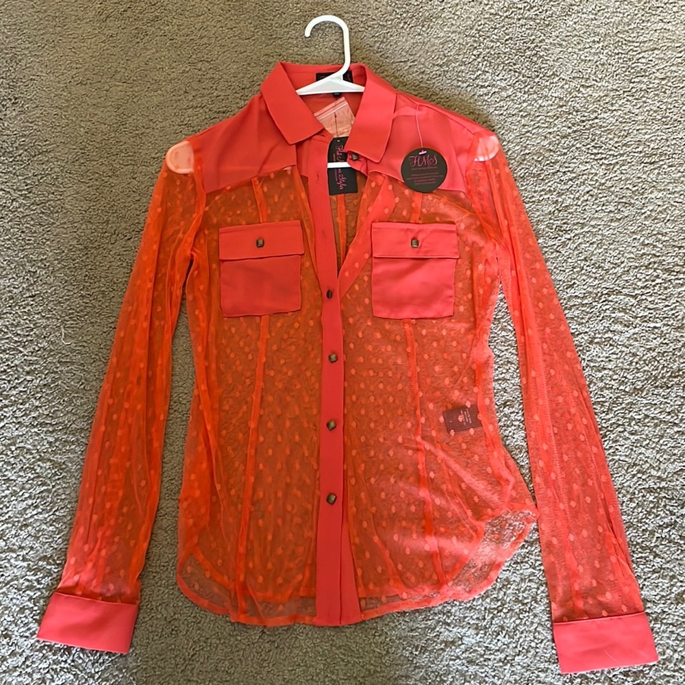 NWT Hot Miami Styles mesh long sleeve top